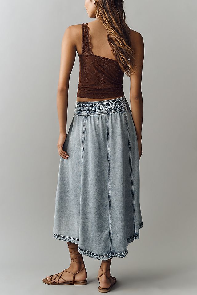 Anthropologie Pilcro Essential Beach Pull-On Midi Skirt