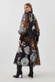 Petite Premium Embroidered Beaded Organdie Woven Maxi Dress