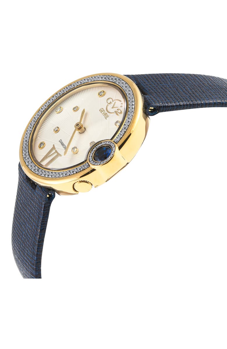 GV2 Perugia Diamond Leather Strap Watch, 33mm - 0.102ct.