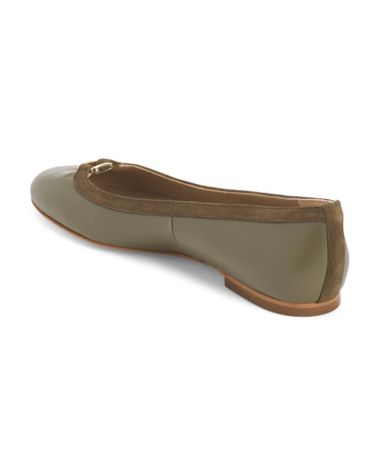 LK BENNETT Made In Spain Leather Dollie Oloid Round Toe Flats