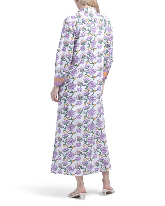 CALYPSO ST. BARTH Avara Border Print Maxi Shirt Dress