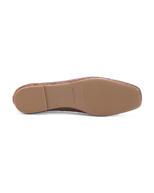 BERNARDO Made In Brazil Leather Gwynn Woven Ballet Flats