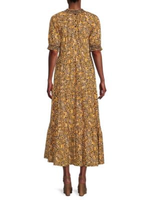 Saylor
Kirstin Leopard Print Tiered Midi Dress