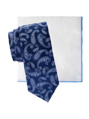 Hickey Freeman
2-Piece Patterned Tie & Solid Pocket Square Set