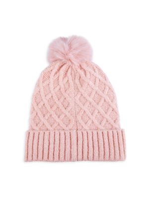 Vince Camuto
Faux Fur Pom Studded Cable Knit Beanie