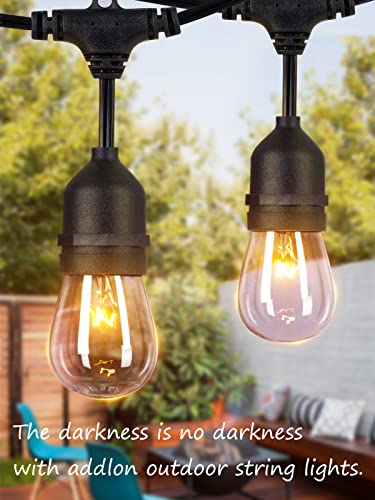 addlon 24FT Outdoor String Lights Commercial Grade Weatherproof Strand Edison Vintage Bulbs, ETL Listed Heavy-Duty Decorative Café Market Patio Lights for Bistro Classic Black