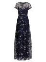 Floral Embroidered Mesh Gown