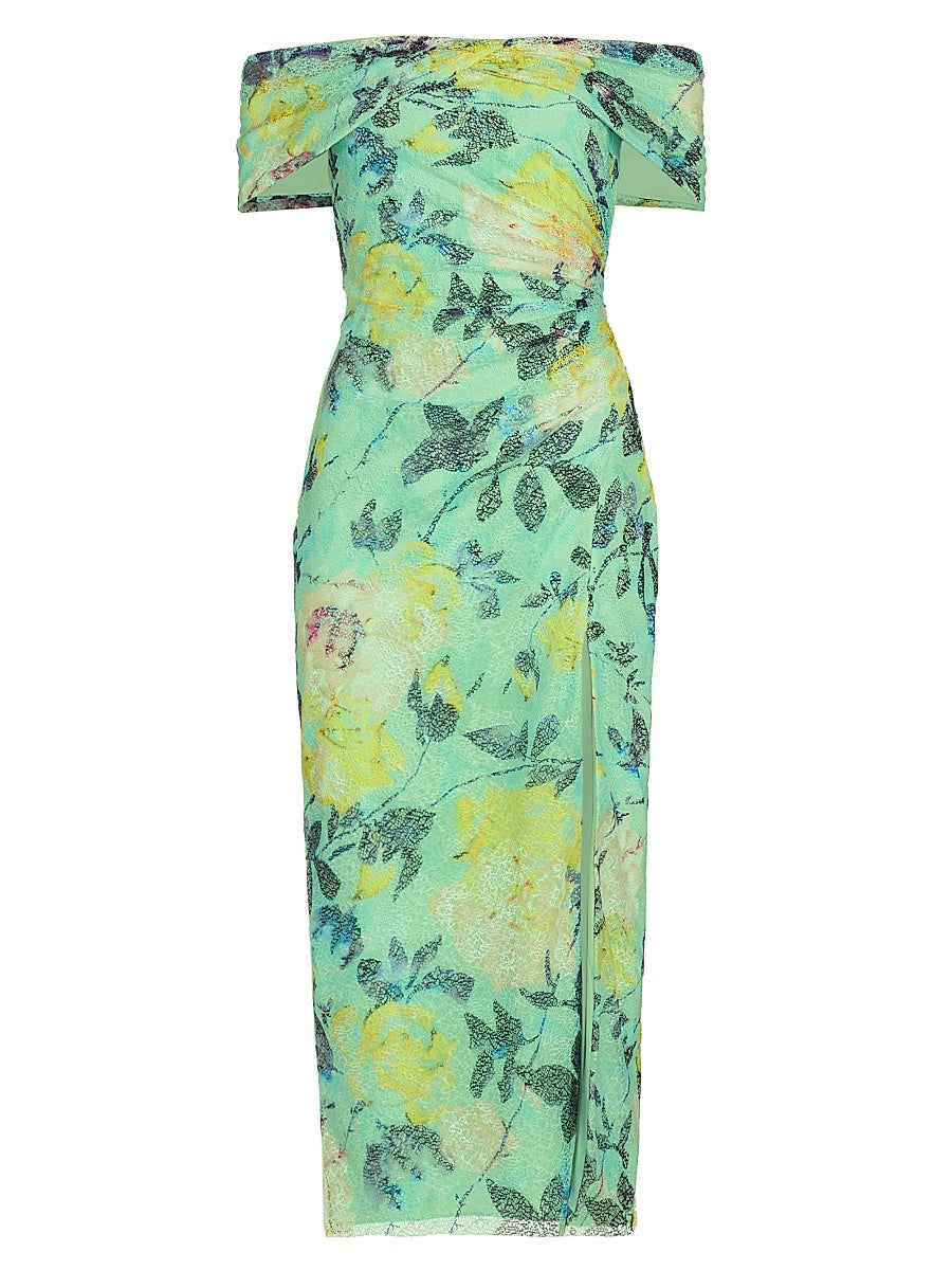 Floral Embroidered Mesh Gown