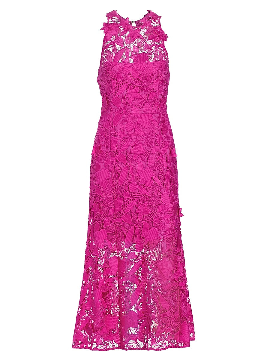 Floral Embroidered Mesh Gown