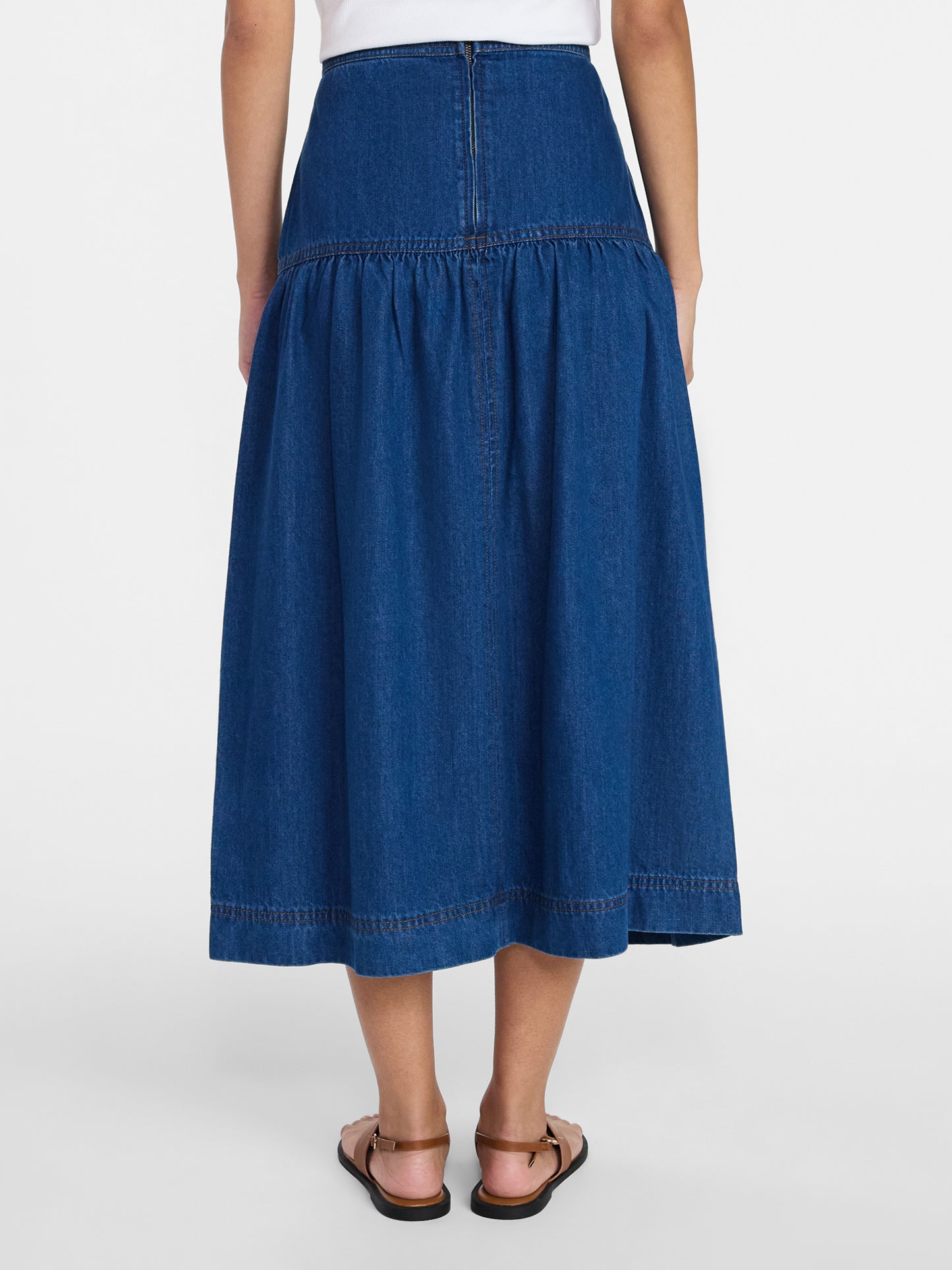 Walmart Time and Tru Women's Tiered Denim Midi Skirt, Sizes 0-20