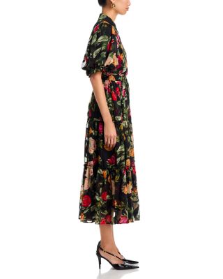 Gracia Puff Sleeve Tie Belt Maxi Dress