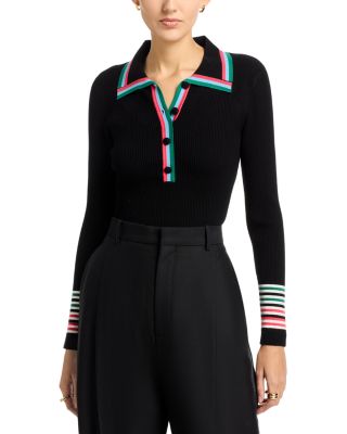 T Tahari Long Sleeve Collared Pullover Sweater