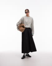 ONLY faux leather pleated maxi skirt in black