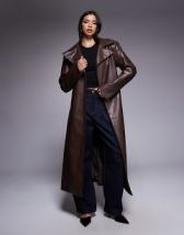 Mango shirt detailing maxi dress in brown stripes