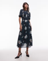 Mango shirt detailing maxi dress in brown stripes