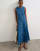 Topshop denim godet seamed midaxi dress in rich blue