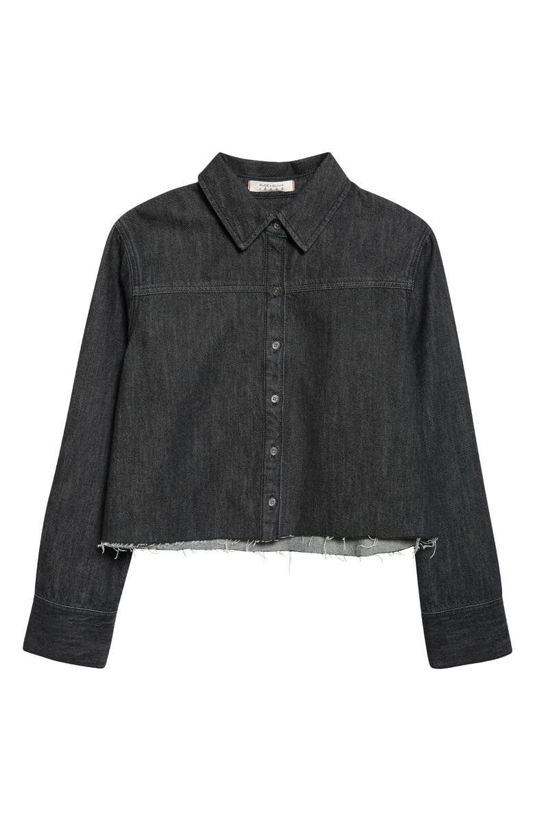 Alice + Olivia Raw Hem Denim Button-Up Shirt