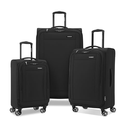 Samsonite Saire LTE Softside Expandable Luggage with Spinners | Black | 3PC (CO/MED/LG)