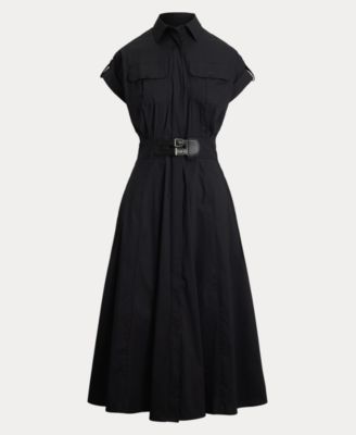 Macy's Lauren Ralph LaurenWomen's Buckle-Trim Cotton-Blend Shirtdress