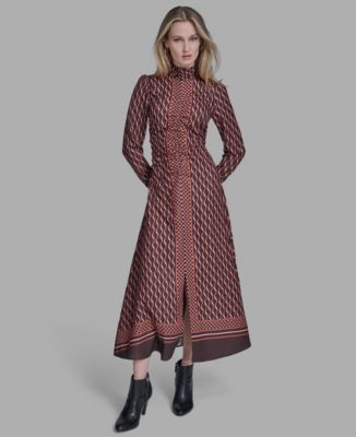 Macy's BCBGWomen's Long Sleeve Mock Neck Midi Dress