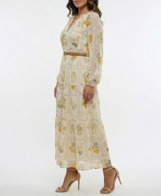 Macy's TaylorWomen's Belted A-Line Floral Printed Dress