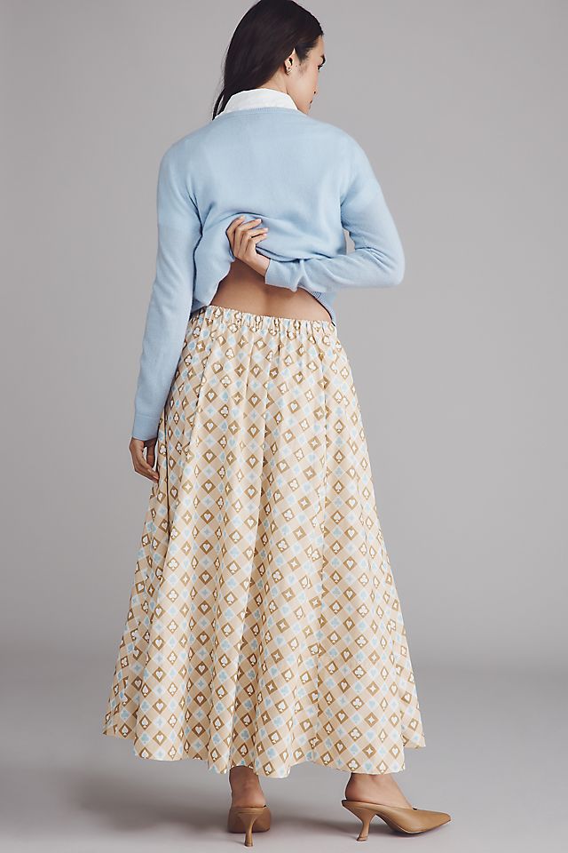 Anthropologie The Jacie Poplin Printed Maxi Skirt by Maeve