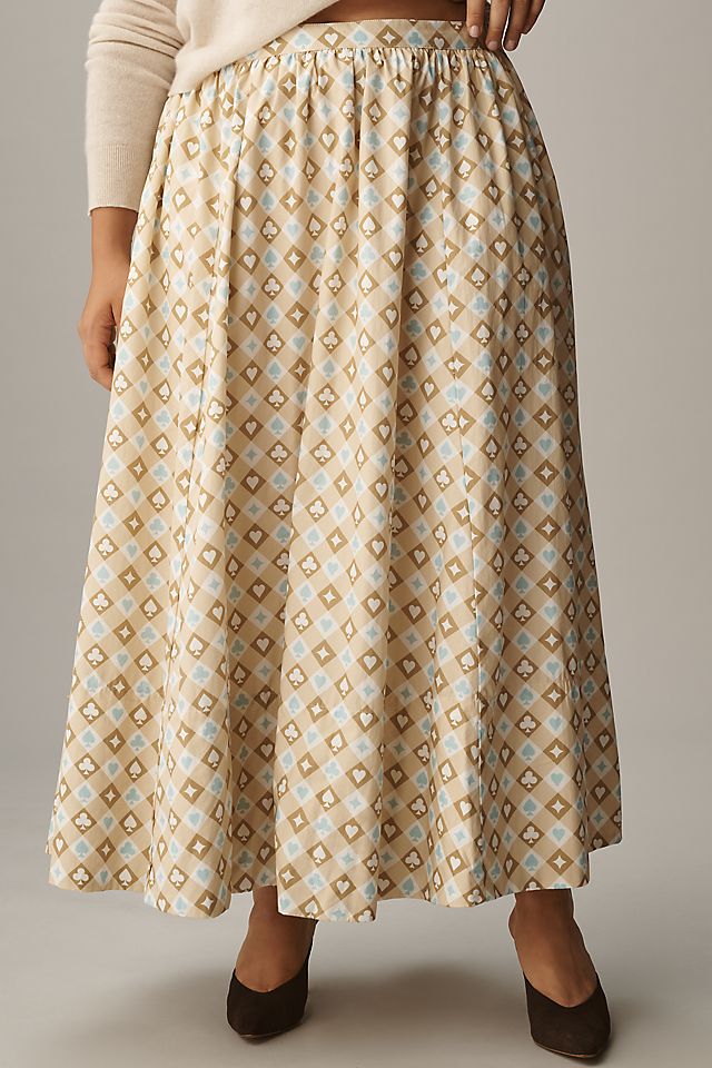 Anthropologie The Jacie Poplin Printed Maxi Skirt by Maeve