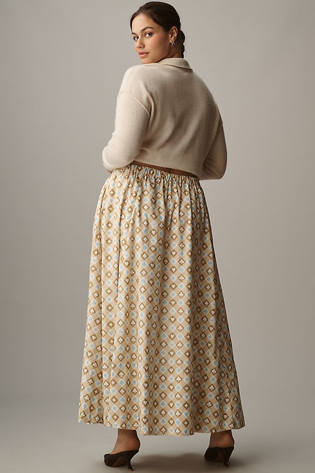 Anthropologie The Jacie Poplin Printed Maxi Skirt by Maeve