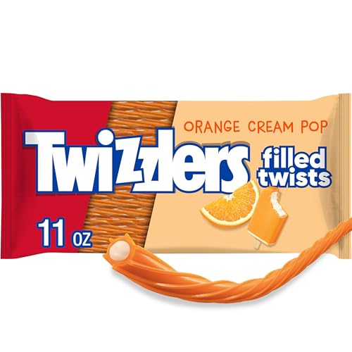 Amazon 12ct TWIZZLERS Filled Twists Orange Cream Pop Flavored, Chewy Candy Bags, 11 oz (12 Count)