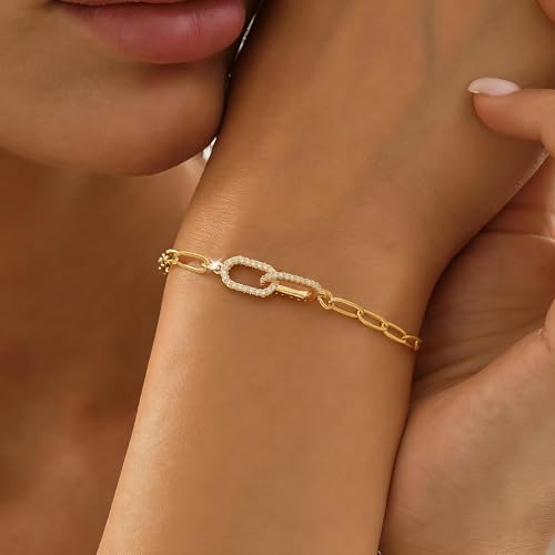 Amazon Moodear Christmas Gifts Dainty Gold Charm Bracelets for Women - Trendy Non Tarnish 14k Gold Plated/Silver Charms Bracelet Adjustable Chain Waterproof Jewelry