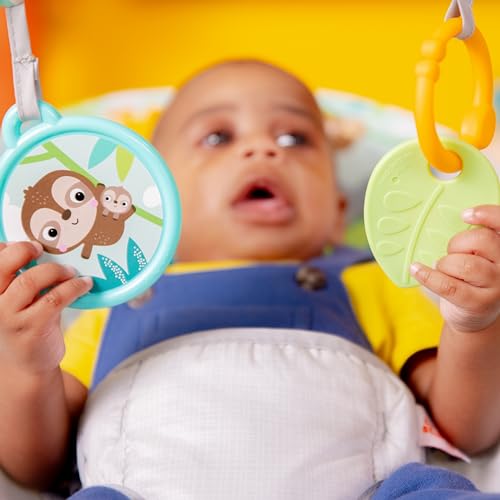 Amazon Bright Starts Baby Bouncer Soothing Vibrations Infant Seat - Removable -Toy Bar, Nonslip Feet, 0-6 Months Up to 20 lbs (Safari Fun)