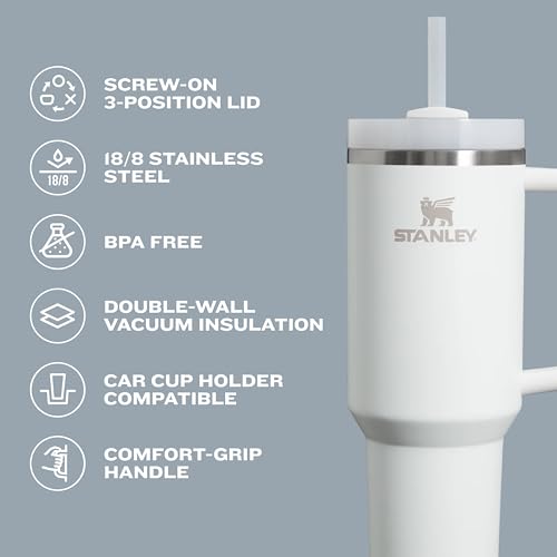Amazon Stanley Quencher H2.0 Tumbler with Straw 40 oz | Flowstate 3-Position Lid | Cup Holder Compatible for Travel | Insulated Stainless Steel Cup | BPA-Free | Shale