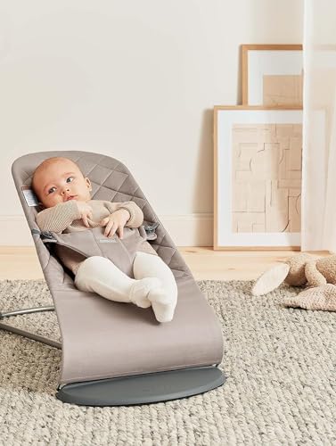 Amazon BabyBjörn Bouncer Bliss, Sand Gray, Woven, Classic Quilt | 2-in-1 Adjustable Baby Bouncer Seat and Toddler Chair, Newborn to Toddler (8-29 lbs), 4 Positions, Lightweight & Portable