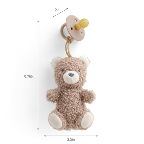 Amazon Itzy Ritzy Pacifier & Lovey Set - Natural Rubber Paci with Stuffed Animal Lovey - Detachable Plush Bear Pacifier Holder & Coordinating Natural Rubber Soother, Ideal for Ages 0-6 Months (Bear)
