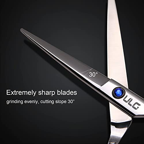 Amazon Hair Cutting Scissors, ULG Professional Hair Scissors 6.5 inch Right-Hand Razor Edge Barber Shears Salon Hair Cutting Shears Made of Japanese Stainless Steel, Hand Sharpened Blue
