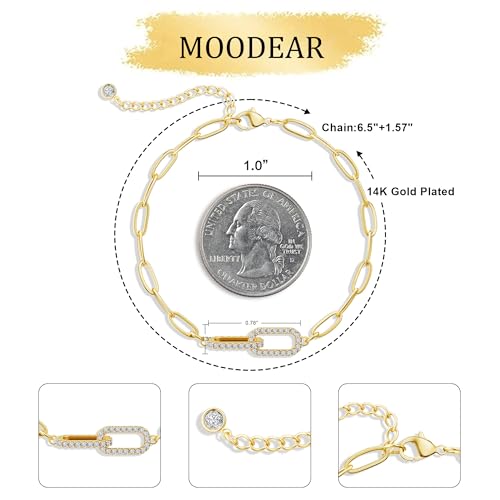 Amazon Moodear Christmas Gifts Dainty Gold Charm Bracelets for Women - Trendy Non Tarnish 14k Gold Plated/Silver Charms Bracelet Adjustable Chain Waterproof Jewelry