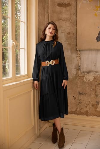 Clip coupon - GRACE KARIN Women's 2024 Fall Dress Long Sleeve Empire Waist Tiered A Line Swing Flowy Midi Dress