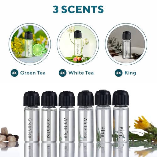 MYZI Car Air Freshener Diffuser, Waterless Diffuser Car Essential Oil Diffuser with 6 Refill Scents, Car Diffuser Air Freshener Car Fragrance Diffuser