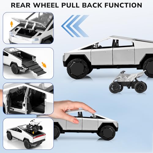 Amazon Truck and Trailer Toys for Boys 1/32 Diecast Truck and Trailer Model Kit,Toy Truck and Trailer Set with Sound and Light,Pull Back Toy Truck with Trailer,Toy Trucks for Boys Age 4-7（Silver）