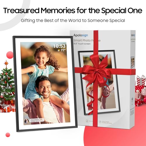 Amazon ApoloSign Digital Picture Frame 15.6 inch, WiFi Digital Photo Frame with 32GB Storage, 1920x1080 FHD IPS Touch Screen, Auto-Rotate, Easy Setup to Share Photos or Videos Instantly via Frameo App