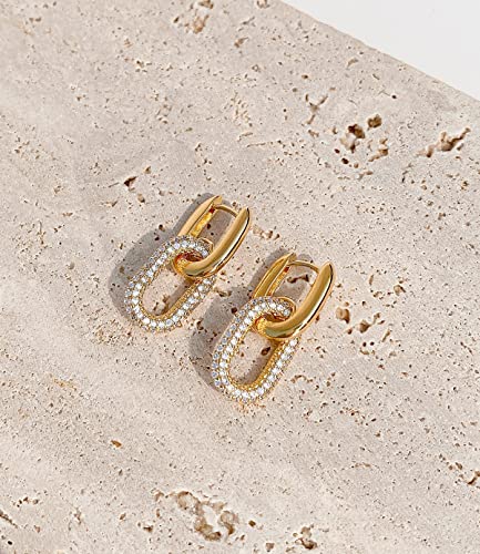 Amazon OZEL 14K Gold & Silver Plated Paperclip Chain Earrings with Cubic Zirconia – Dangle, Hoop, Huggie, Stud Styles – Women’s Fashion Jewelry Gift