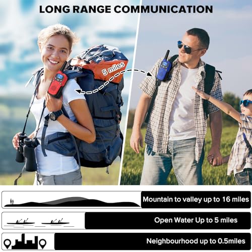 Walkie Talkies for Adults- WokTok Long Range Two Way Radio for Camping Hiking Hand Held Hiking Accessories Camping Gear Xmas Birthday Gift for Kids,SOS Siren,NOAA Weather Alert,3 Radios