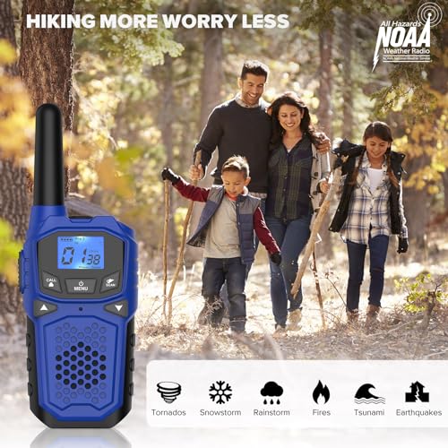 Walkie Talkies for Adults- WokTok Long Range Two Way Radio for Camping Hiking Hand Held Hiking Accessories Camping Gear Xmas Birthday Gift for Kids,SOS Siren,NOAA Weather Alert,3 Radios
