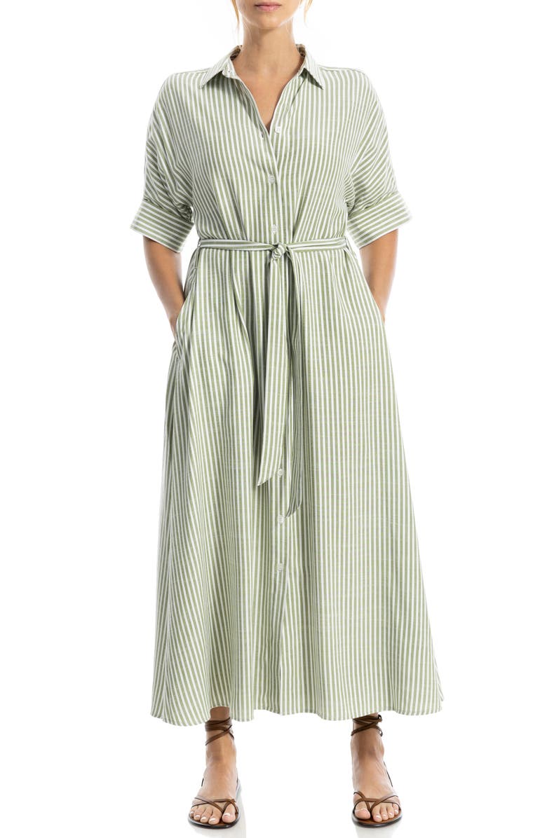 MAX STUDIO Stripe Short Sleeve Maxi Shirtdress