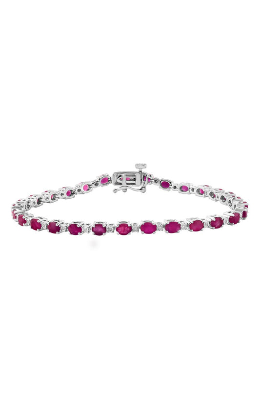 EFFY Sterling Silver Ruby Diamond Bracelet - 0.06 ctw.