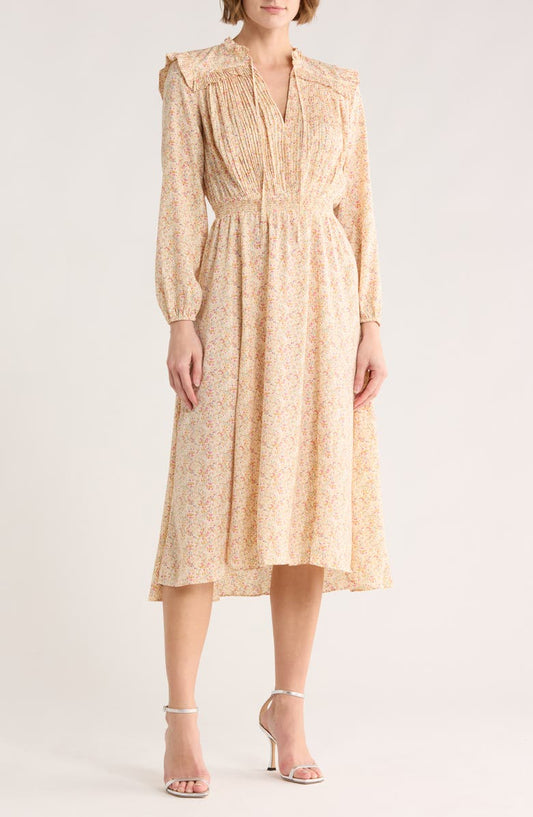 maje Ripletto Long Sleeve Midi Dress