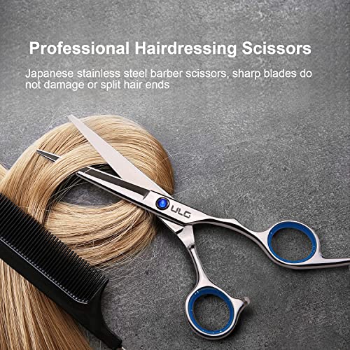 Amazon Hair Cutting Scissors, ULG Professional Hair Scissors 6.5 inch Right-Hand Razor Edge Barber Shears Salon Hair Cutting Shears Made of Japanese Stainless Steel, Hand Sharpened Blue