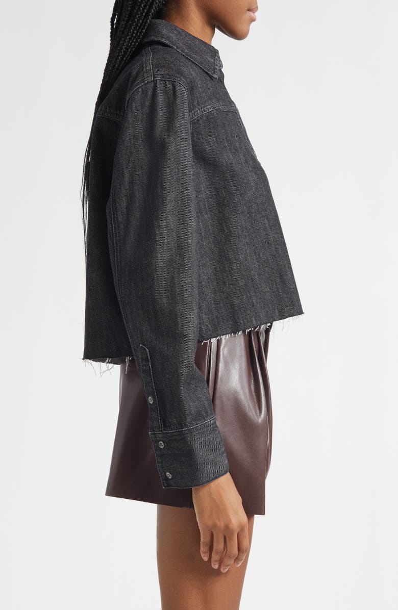 Alice + Olivia Raw Hem Denim Button-Up Shirt