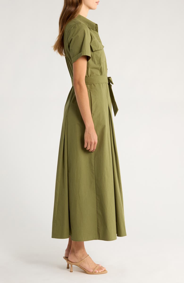 Ted Baker Box Pleat Tie Belt Cotton Maxi Shirtdress