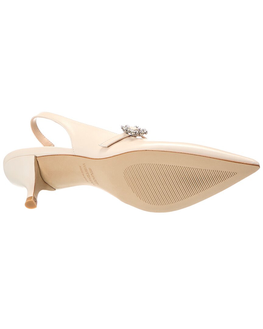 Walmart Stuart Weitzman Aura Mary Jane Leather Slingback Pump, 8.5, White